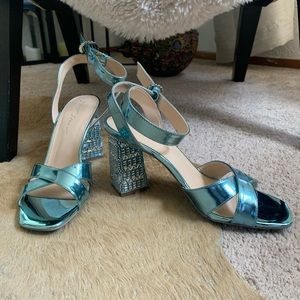 Betsy Johnson jeweled heel wrap ankle heels